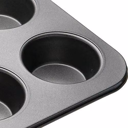 MasterClass Non-Stick 6 Hole Deep Muffin Tray in Grey Carbon Steel, W: 35 cm, D: 26 cm – 6