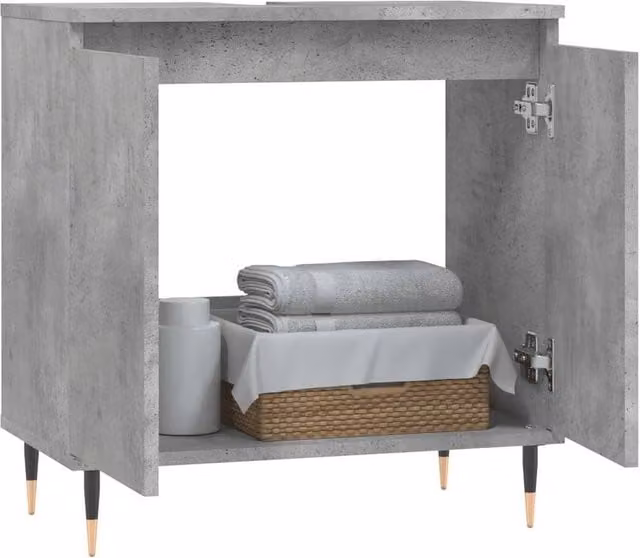 Berkfield Home Modern Freestanding Bathroom Cabinet in Concrete Grey, W: 58 cm, D: 33 cm, H: 60 cm