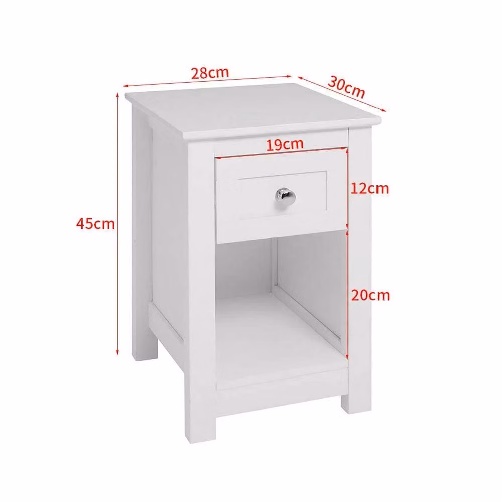 KORVIXA Narrow Wood Bedside Storage Cabinet in White – 2