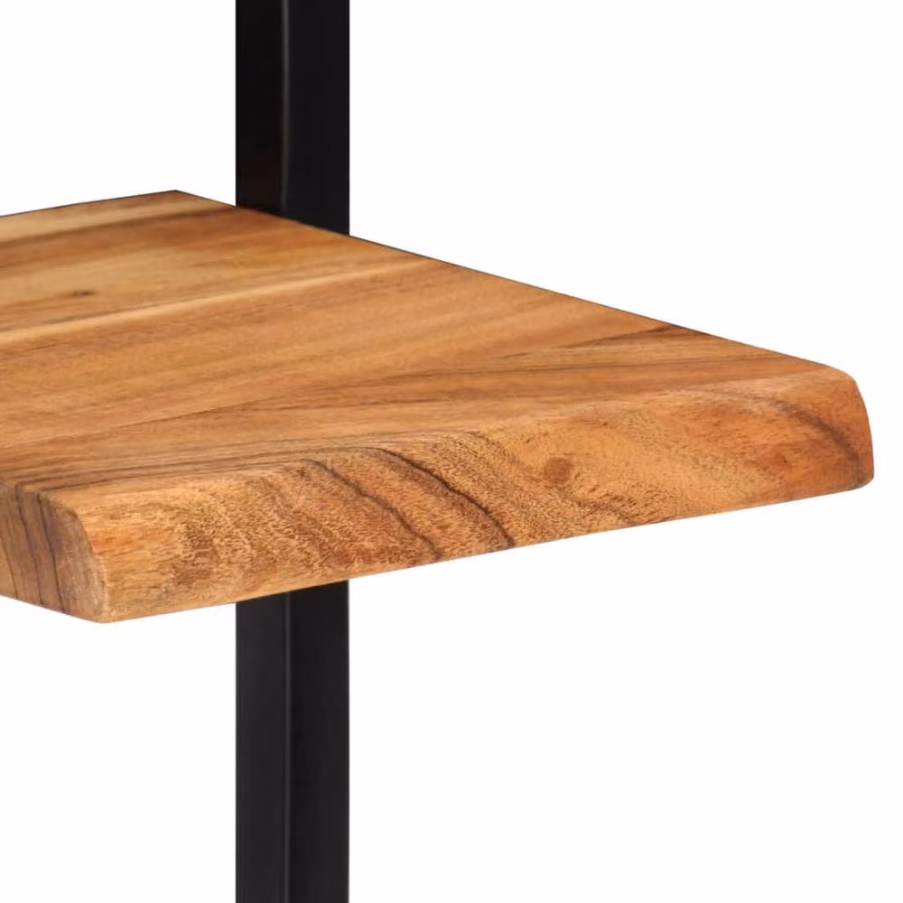 Berkfield Home Set of 2 Industrial Wall Shelves in Brown Acacia Wood and Steel, W/D/H: 25 x 25 x 75 cm – 6