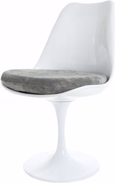 Fusion Living Modern Swivel Dining Chair in White and Grey Fabric