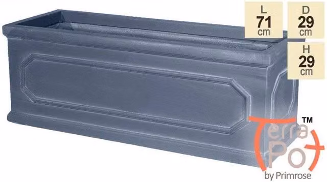 Primrose Chelsea Fibrecotta Trough Planter in Grey, 71 cm – 1
