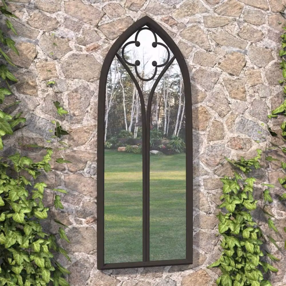 Berkfield Home Decorative Rectangular Garden Mirror in Black Metal, W/H: 70 x 30 cm – 2