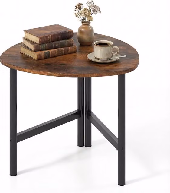 Costway Industrial Accent Sofa Table in Brown with Metal Four-Leg Design