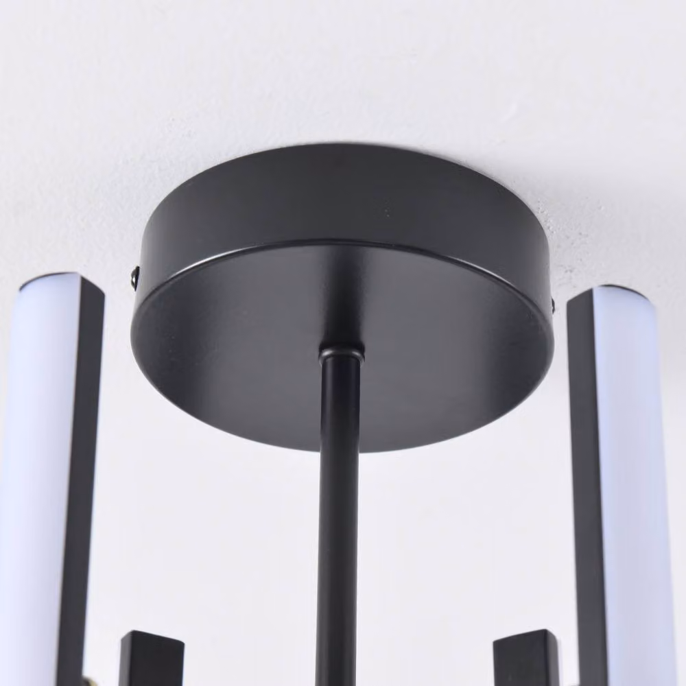 NIVOR 6 Light Sputnik LED Ceiling Chandelier in Black with Adjustable Rod and 3 Colour Settings – 5