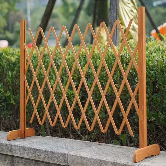 FLAVORA Brown Expanding Wooden Garden Screen Trellis Fence Paravent – 1