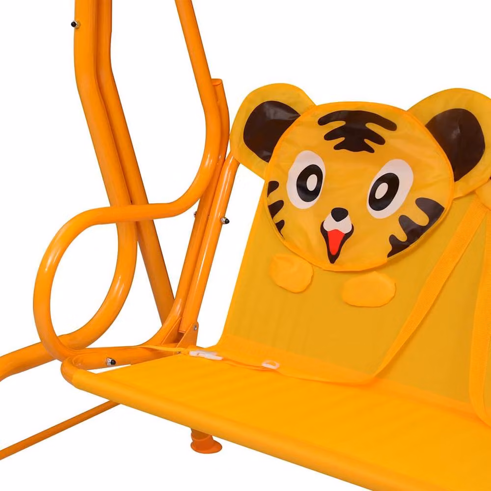Berkfield Home Kids Swing Bench in Yellow with Sun Canopy, W/D/H: 115 x 75 x 110 cm – 2