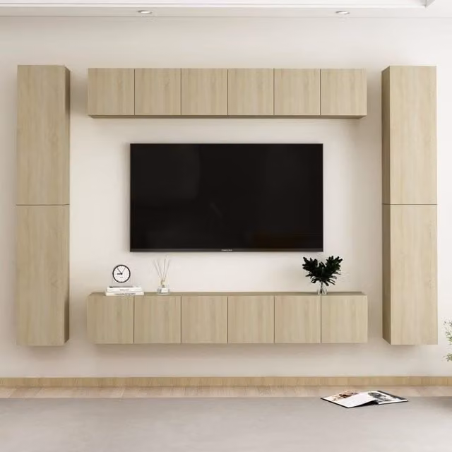 Berkfield Home 10 Piece Sonoma Oak TV Cabinet Set in Brown Engineered Wood – 1