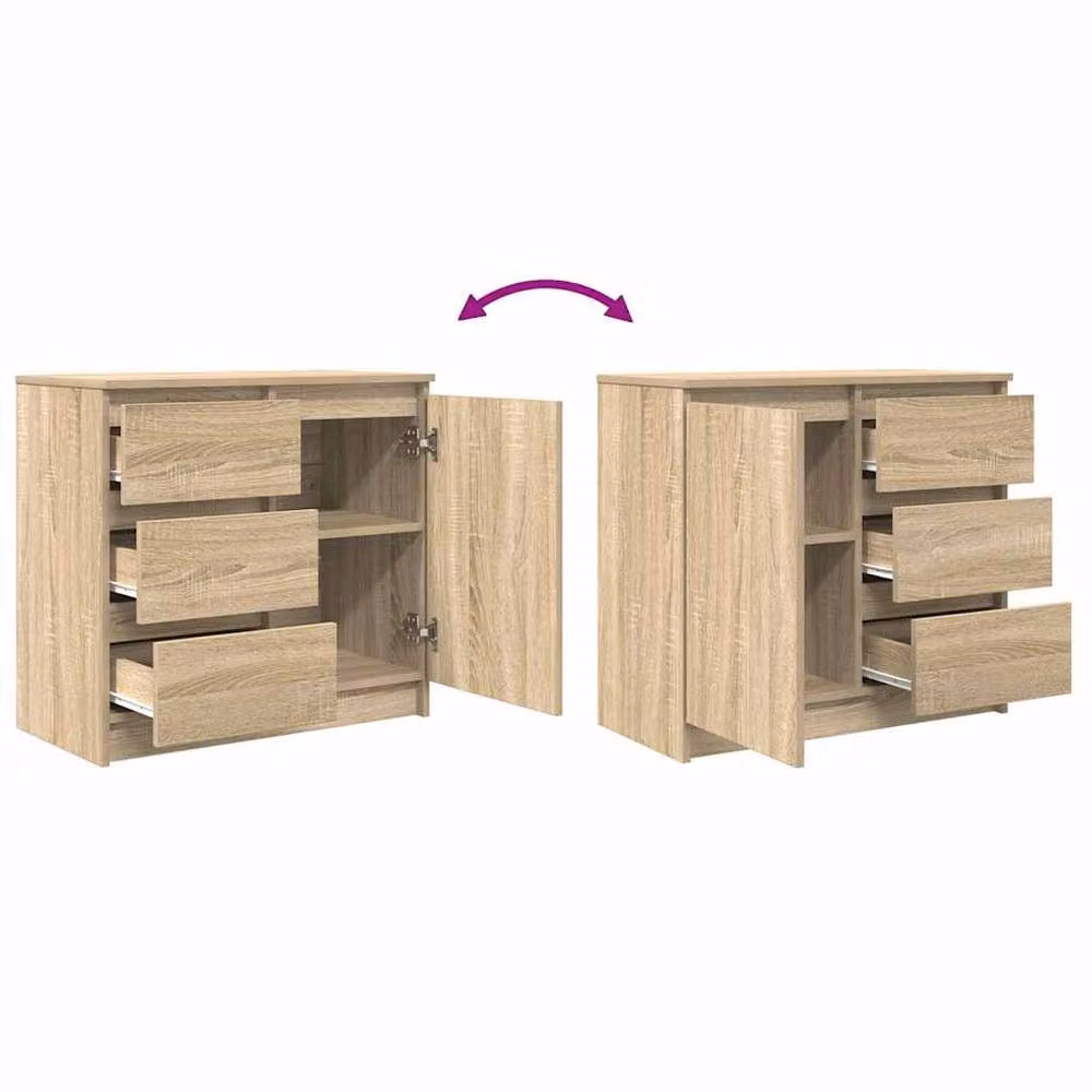 Berkfield Home Sonoma Oak Sideboard with Drawer in Light Tan, W/D/H: 71 x 35 x 65 cm – 3