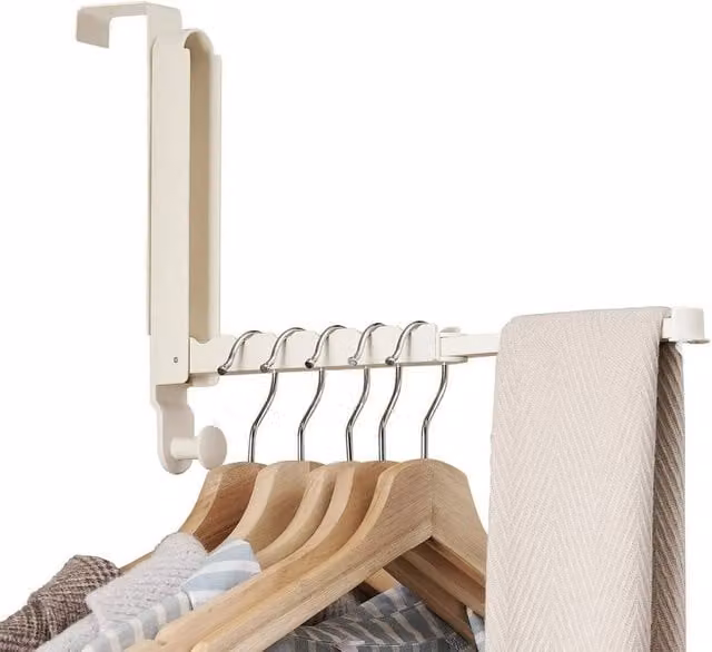 VOGREX White Over The Door Folding Hook Hanger Organizer – 1