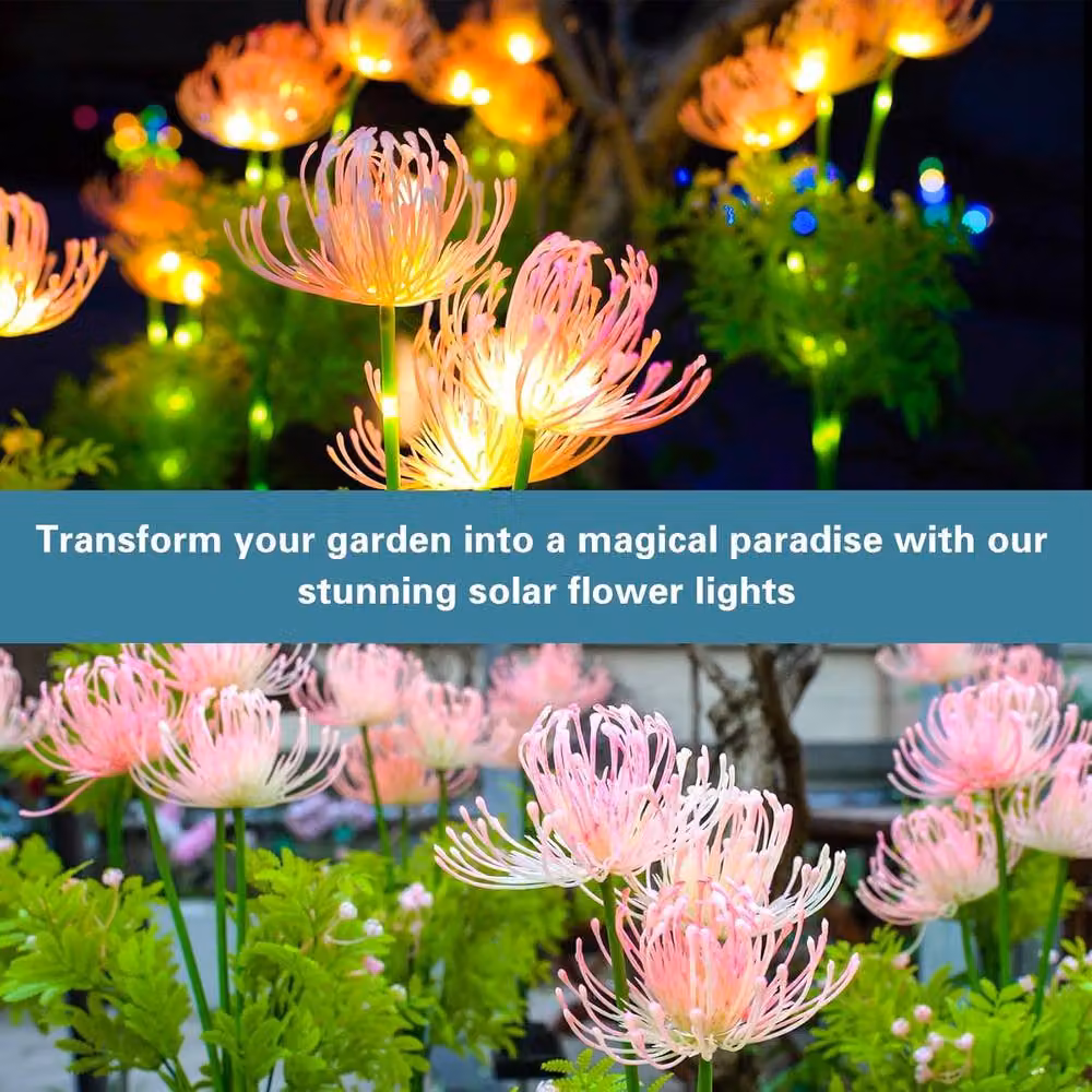 Garwarm Multicolour Solar Garden Flower Lights with Glowing Flowers and Stems – 6