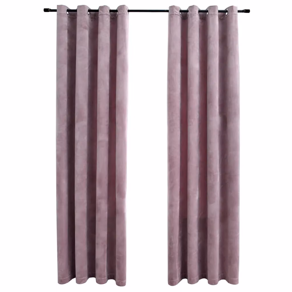 Berkfield Home Blackout Velvet Curtains with Eyelets, 2 Pack, Antique Pink, W: 140 cm, H: 225 cm – 2