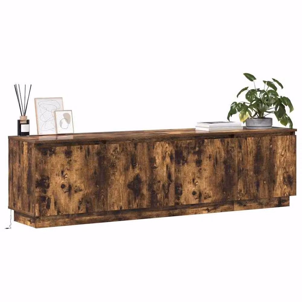 Berkfield Home Modern TV Cabinet with LED in Smoky Oak Brown, W/D/H: 180 x 38 x 49 cm – 3