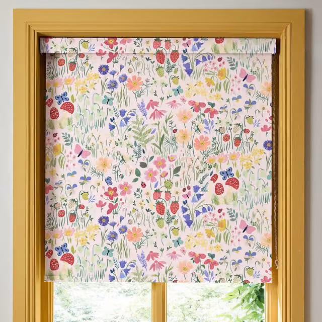 Wee Blue Bell Secret Garden Made To Measure Blackout Roller Blind in Rose Floral Design