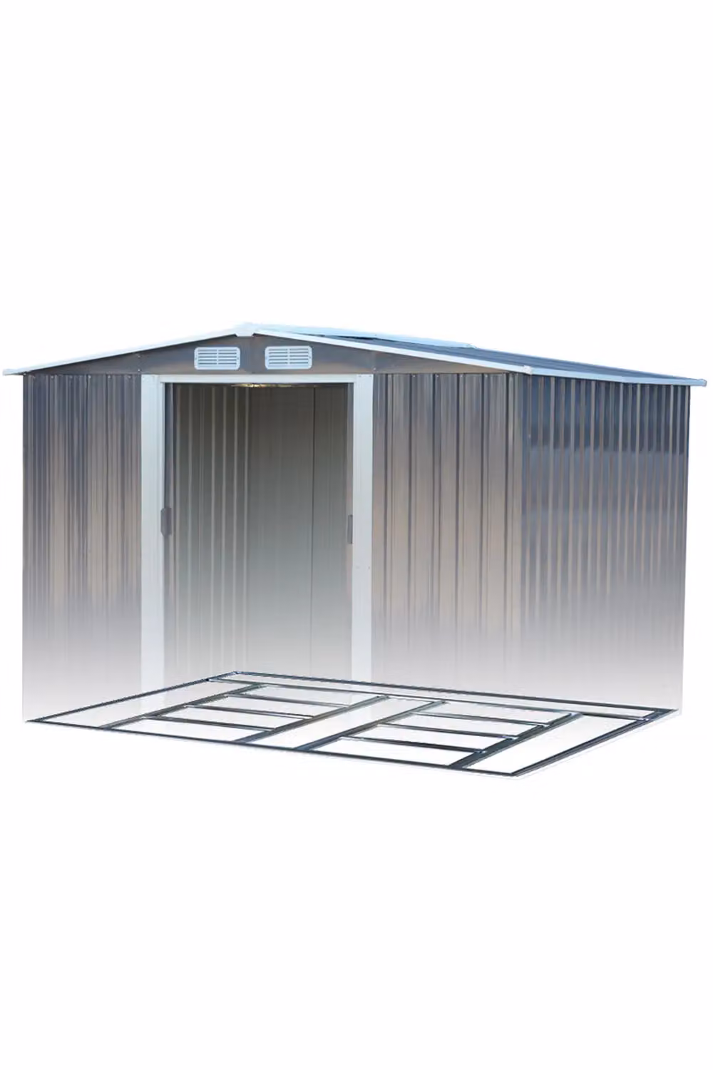 Living and Home Metal Garden Storage Shed with Apex Roof and Double Sliding Doors, Charcoal Black, W/D/H: 304.8 x 243.84 x 178.0 cm – 3