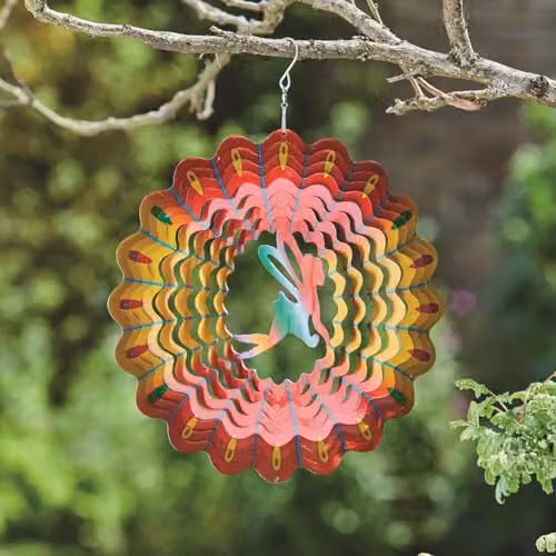 mysmartbuy Fairy Rainbow Spinner, Pink and Multicolour Stainless Steel Wind Spinner, Diameter: 30 cm