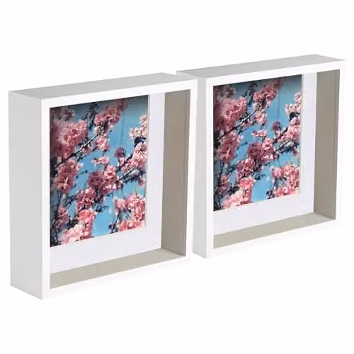 Nicola Spring 5 Piece Square 3D Deep Box Photo Frame Set in White