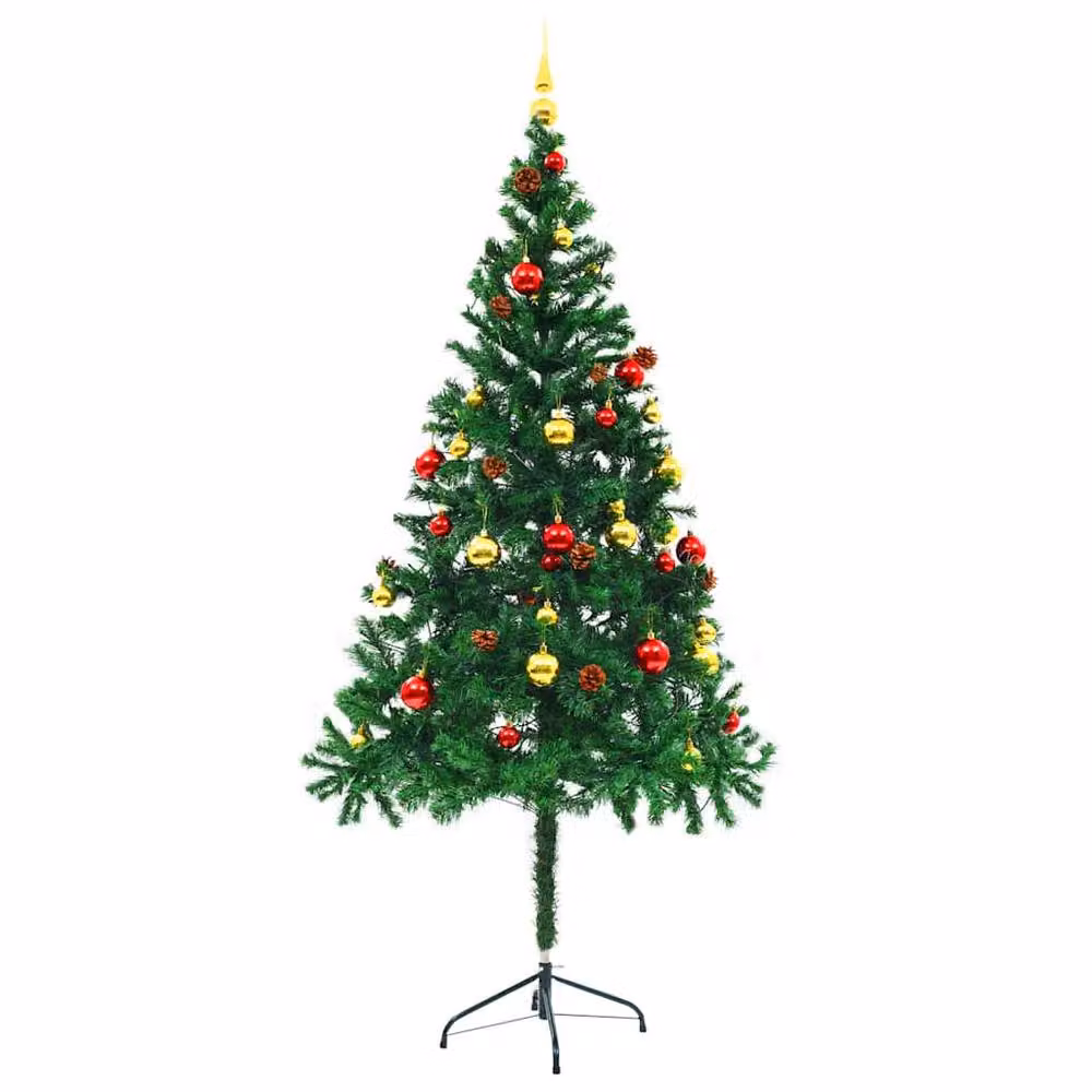 Berkfield Home Pre-lit Artificial Christmas Tree with Baubles, Green, Height: 180 cm – 3