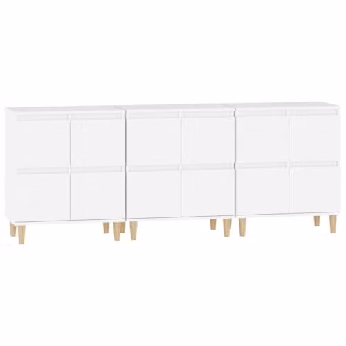 vidaXL Set of 3 Scandinavian Style Sideboards in White, W/D/H: 60 x 35 x 70 cm