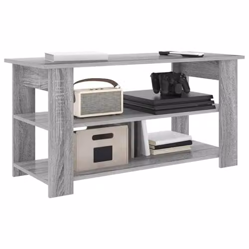 vidaXL Modern Grey TV Stand with Media Compartments W/D/H: 100 x 40 x 50 cm