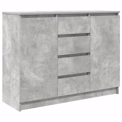vidaXL Modern Sideboard in Concrete Grey with Drawers and Cabinet, W/D/H: 100.5 x 35 x 76 cm – 1