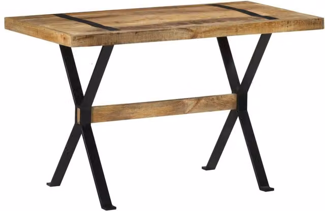Berkfield Home Rectangular Dining Table in Brown Rough Mango Wood, W/D/H: 120 x 60 x 76 cm
