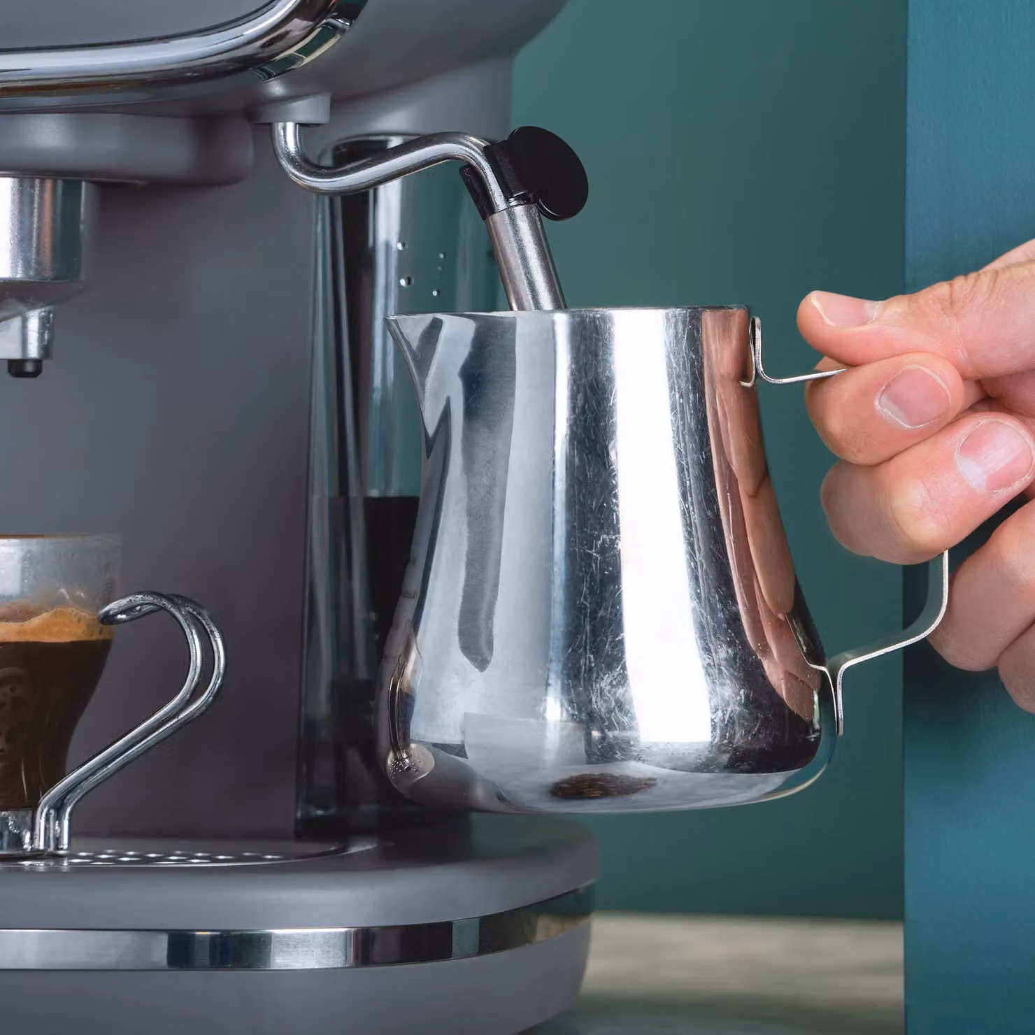 Cooks Professional 15-Bar Retro Espresso Coffee Machine with Steam Wand, 1.2L, Grey – 3