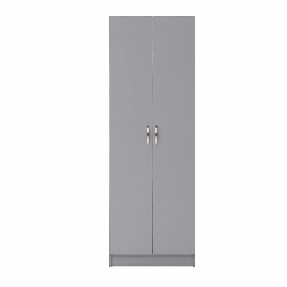 Timber Art Design Modern 2 Door Double Wardrobe in Grey and White with Hanging Rail and Internal Shelves – 2