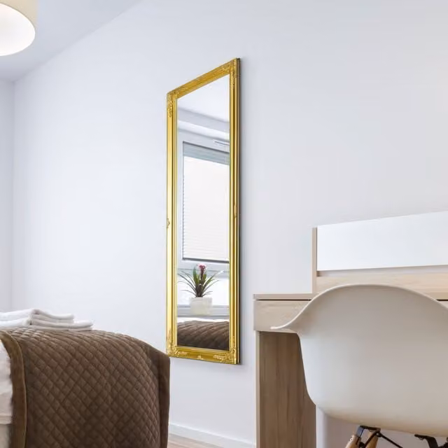 MirrorOutlet Fraser Gold Beaded Dress Mirror, Gold, W: 41 cm, H: 122 cm – 1