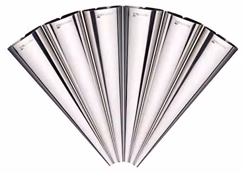 MasterClass Stainless Steel Cream Horn Moulds, 6 Piece Set, Silver, 14 cm
