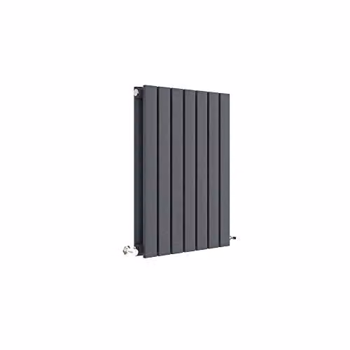 Nuie HLA54D Sloane Modern Home Wall Mount Designer Horizontal Double Panel Radiator, Anthracite, W: 60.0 cm, H: 41.2 cm, D: 7.2 cm