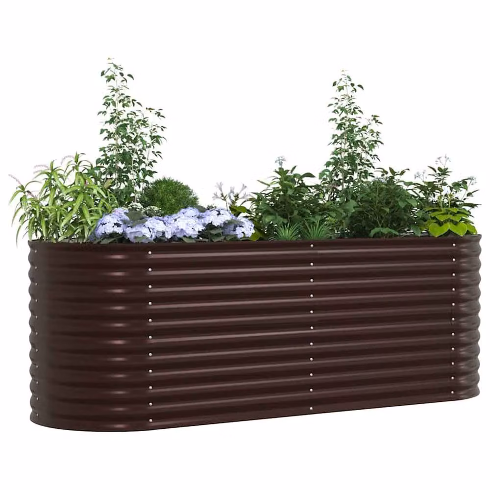 Berkfield Home Garden Brown Galvanised Steel Raised Bed W/D/H: 240 x 80 x 81 cm – 3