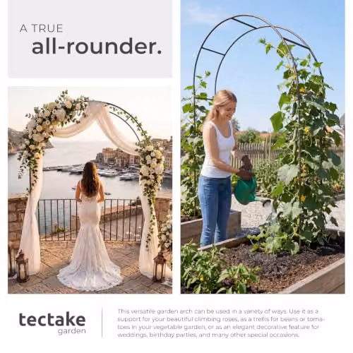 tectake Metal Garden Arch and Climbing Plant Support in Green, W/D/H: 140 x 40 x 240 cm – 4