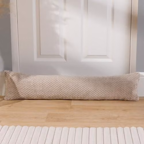OHS Waffle Fleece Draught Excluder in Brown or Beige, W: 90 cm x D: 20 cm