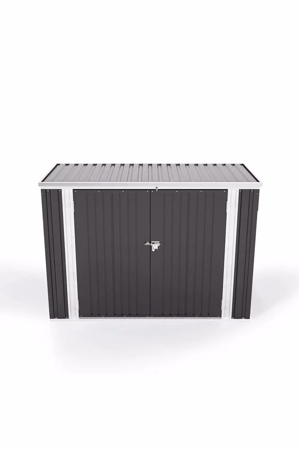Living and Home Black Steel Double Door Pent Bin Store Garden Storage Shed, H 176 x W 130 x D 105 cm – 3