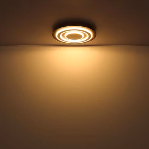Globo Lighting Modern Round LED Ceiling Light in Champagne, Brown and Black Metal and MDF, D: 48 cm, 40 W, 1100 lm, 3000 K Warm White – 4