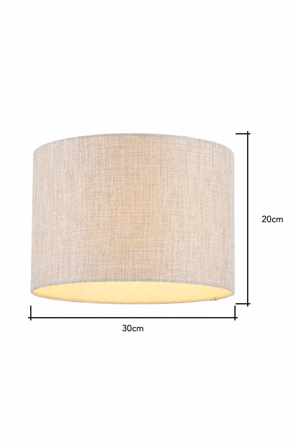 BHS Lighting Metallic Linen Easy Fit Cylinder Light Shade in Beige, Diameter: 30 cm, Height: 21 cm – 2