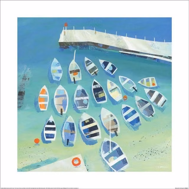 Claire Henley Birds Eye View Maritime Paper Poster Print in Blue