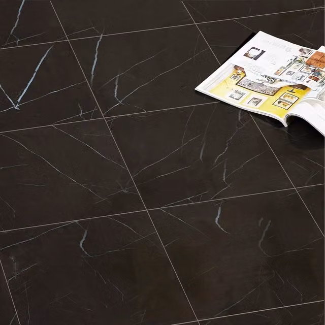 Gr8 Home 36 Piece Self Adhesive Marble Effect PVC Floor Tiles Set in Black