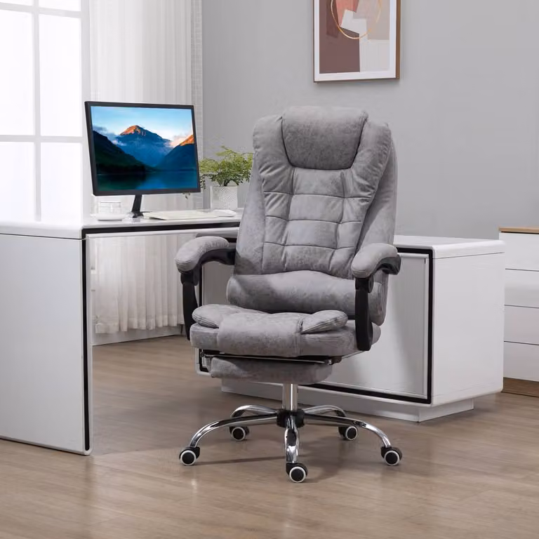 ERGOVEXA Grey Office Chair with 6 Point Massage, Back Heat and Reclining Function