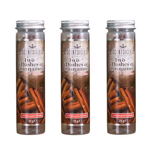 Samuel ALEXANDER Two Dashes of Cinnamon Scented Christmas Hanging Icicle Ornaments, Brown, 3 Packs of 6 x 25g – 2