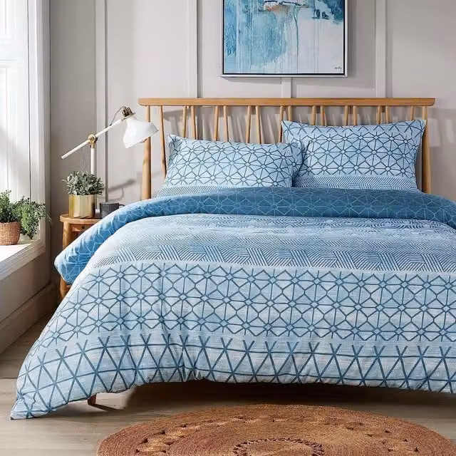 NewEdgeBlinds Graphic Cotton Polyester Duvet Cover in Petrol Blue, 90 x 200 cm