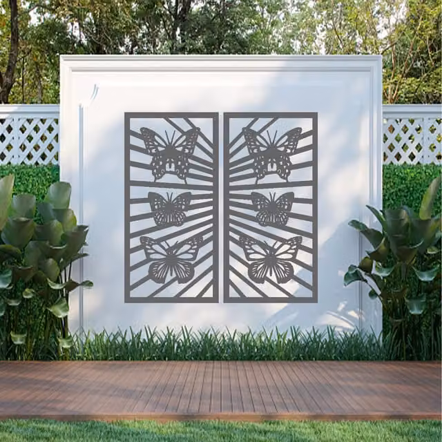 Laser Hut Butterfly Metal Wall Art in Anthracite Grey