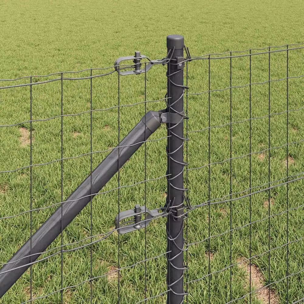 Berkfield Home Euro Fence with 7 Spike Posts, Galvanised Steel, Grey, W: 10 m, H: 0.6 m – 3