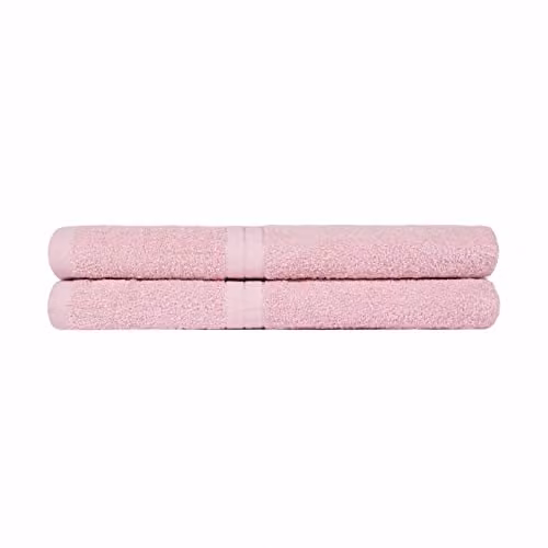 OHS 2 Pack of Pink 100% Cotton Fluffy and Quick Drying Hand Towels