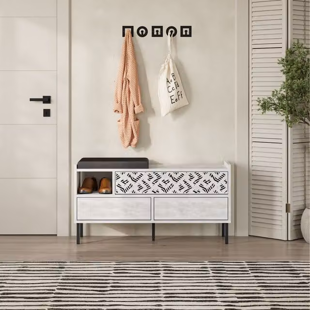 Decortie Modern White Shoe Rack for Hallways