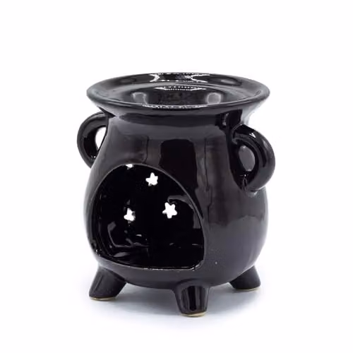 Serenityy Moon and Stars Ceramic Cauldron Oil Burner in Black