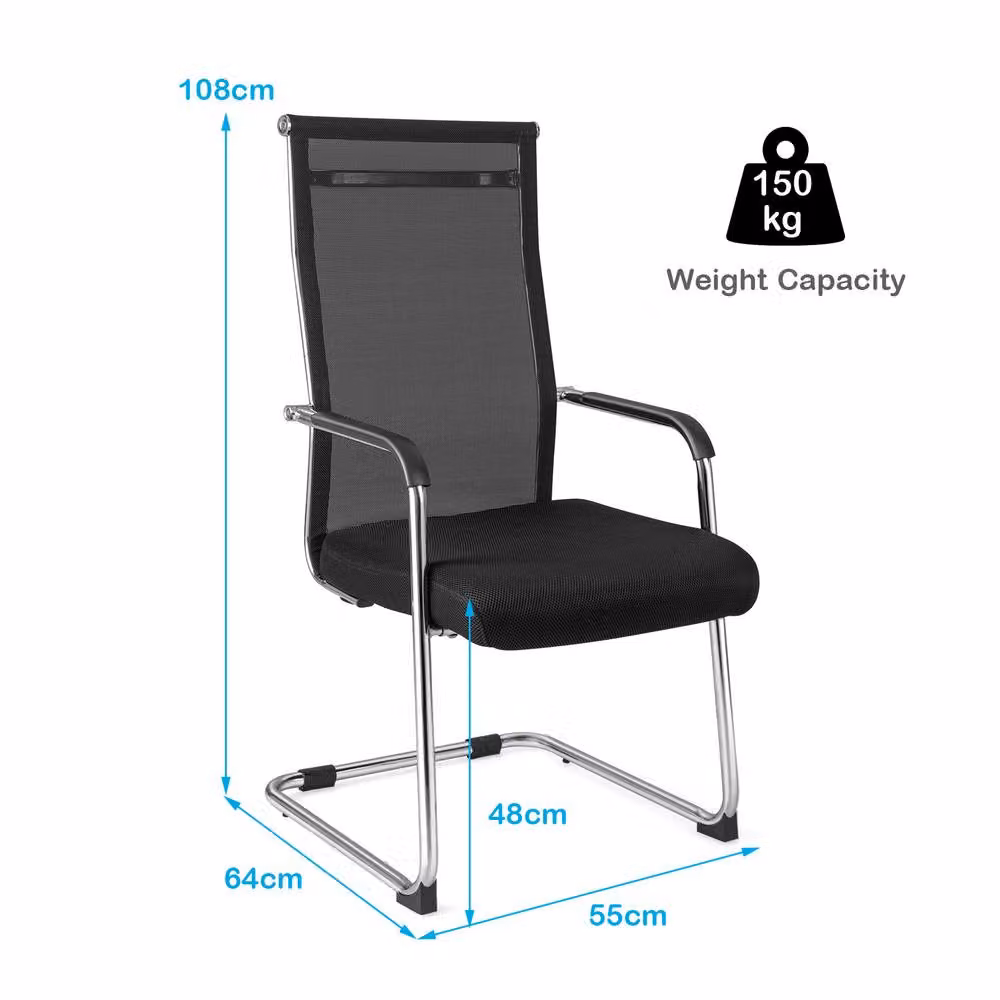 Gymax Set of 2 Black Fabric Meeting Room Conference and Office Guest Chairs – 2