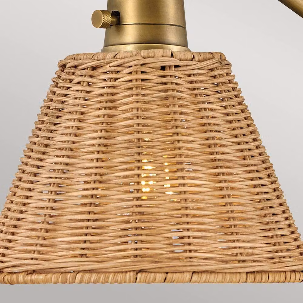 Hinkley Arti Dome Wall Lamp with Rattan Shade in Gold and Brass, E27 – 2