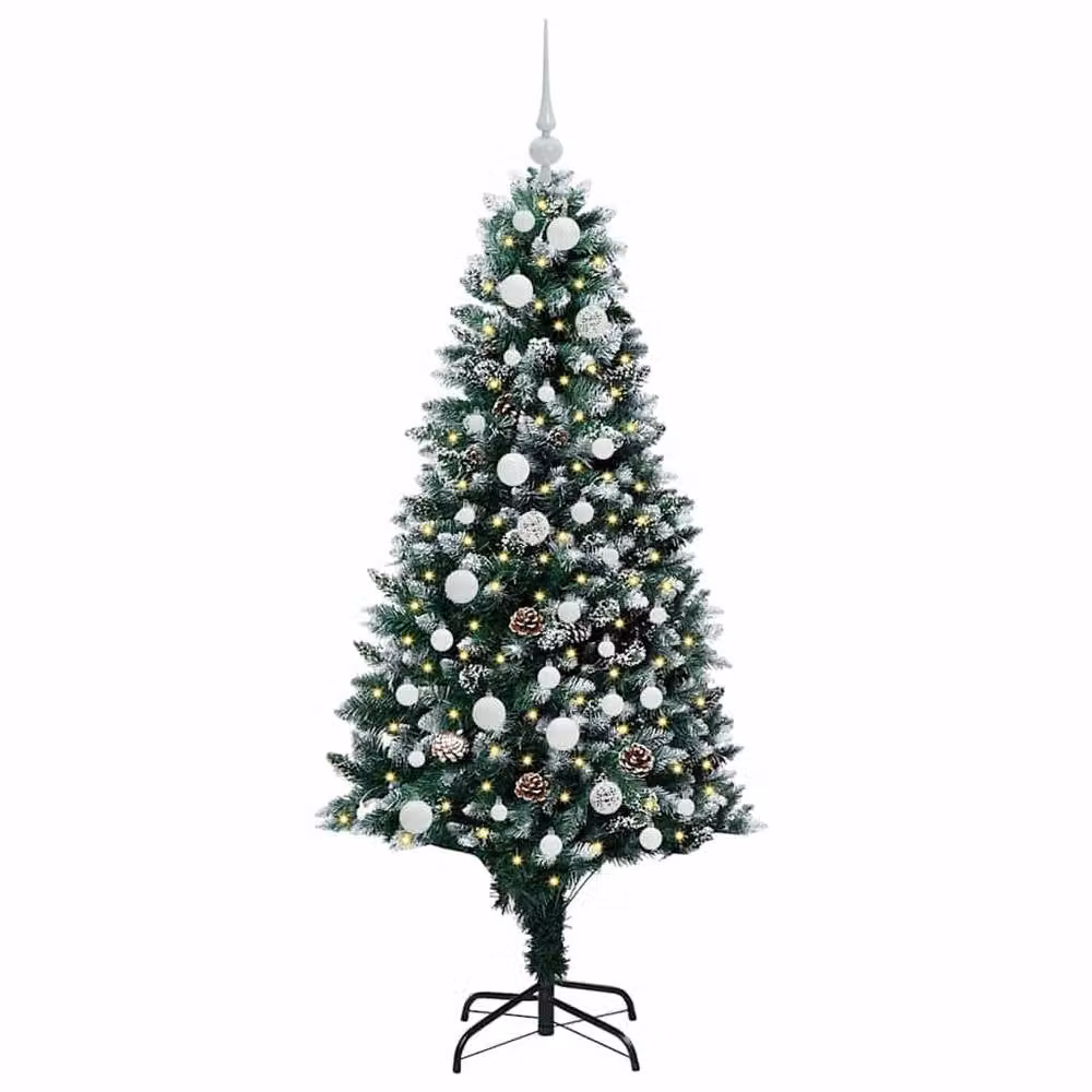 Berkfield Home Artificial Green Christmas Tree with 150 Warm White LEDs and Stand, Height: 150 cm – 3
